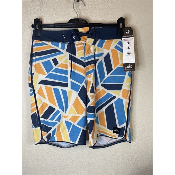 ONEILL MENS HYPERFREAK BOARD Swim SHORTS Geometric New Hyper dry Abstract 29 new - Picture 1 of 7